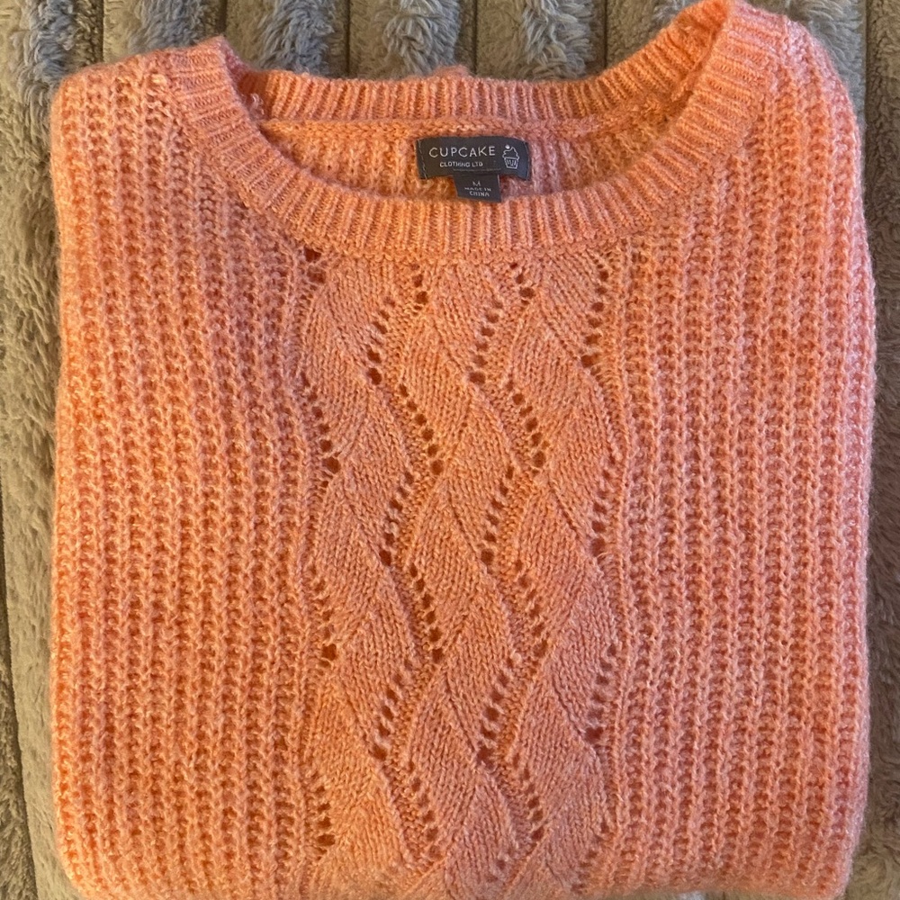Cupcake clothing ltd Orange pink peach coral Knit Sweater